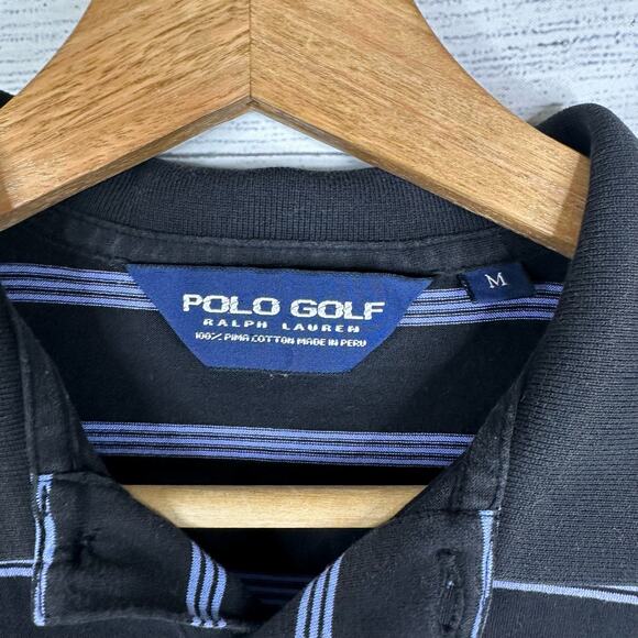Polo Ralph Lauren Golf Mens size Medium Striped Short Sleeve Polo Shirt Blue - Picture 5 of 9